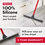 Tyroler Bright Tools Push&Pull Floor Squeegee | 17.3 Head Made of 100% Silicone | Anti-Rust Handle
