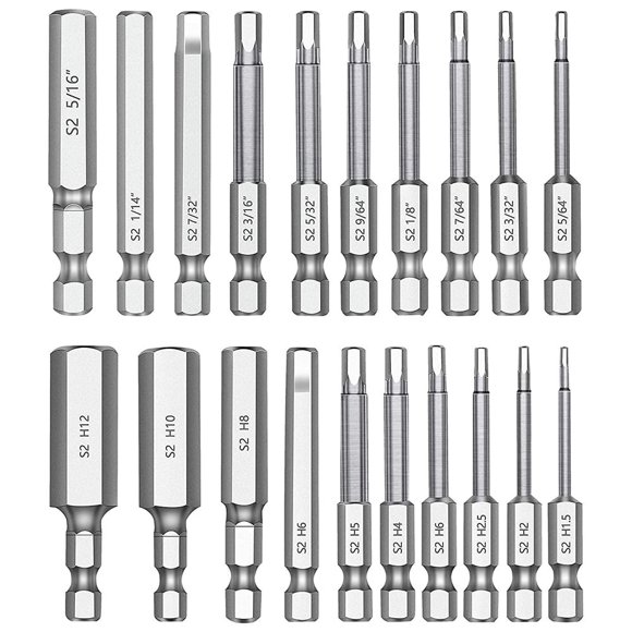 EASTIN 20pcs Hex Head Allen Wrench Drill Bit Set Premium S2 Steel Drill Bit Quick Release Shank Magnetic Screwdriver Bit Set Wrench Screw Power Drilling Tool Accessories for Assembling Fu