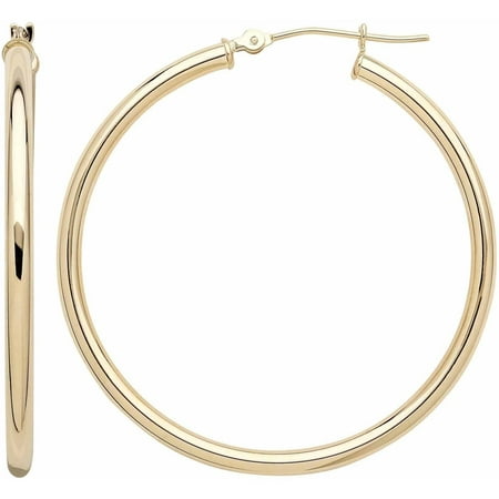 Simply Gold 10kt Yellow Gold 2.3mm x 37mm Round Hoop Earrings