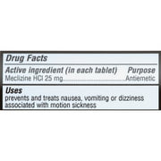 Meclizine HCL 25 mg 100 Count Chewable Tablets