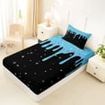thumbnail image 4 of Castle Fairy Ice Cream Drip Twin Sheets 3pcs, Stars Print Bedding,Black Blue,1 Fitted Sheet, 1 Flat Sheet and 1 Pillowcase, 4 of 6