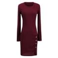 thumbnail image 4 of IDALL Midi Dresses,Long Sleeve Dress Women Sexy Solid Long Sleeve Off Sweater Dress Bodycon Dresses,Sexy Dresses,Mini Dress Red Dress XL, 4 of 9