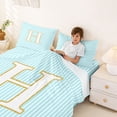 thumbnail image 3 of Erosebridal Cute H Letter Kid Full Size Sheets, Abstract Stripe Bed Sheets, 4pcs, 3 of 5