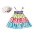 thumbnail image 1 of Robes pour Filles Sans Manches Épaules Dénudées Princesse Robe de Fête Taille Haute + Chapeau, 1 of 7