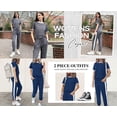 thumbnail image 5 of FreshPretty Womens 2 Piece Outfits Summer Tracksuit Sets Short Sleeve Tops Travel Long Pants Jogger Lounge Set, 5 of 8
