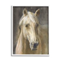 Stupell Industries Palomino Horse Portrait Animals & Insects Painting White Framed Art Print Wall Art, 24 x 30