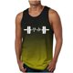 thumbnail image 1 of Camiseta sin mangas de cuello redondo para hombre, estampada, informal, deportiva, elástica, de moda, de poliéster., 1 of 4
