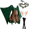 thumbnail image 4 of NMMUED 4 Pcs Costume Médiéval Femme Robe Renaissance Robe Victorienne pour Femme Costume Renaissance Femme, Vert 2 TTG, 4 of 4