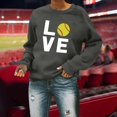 thumbnail image 2 of Bmisegm Chandails en Molleton de Baseball Imprimés pour Femmes, Col Rond, Manches Longues, Pull Décontracté, Gris Foncé L, 2 of 4