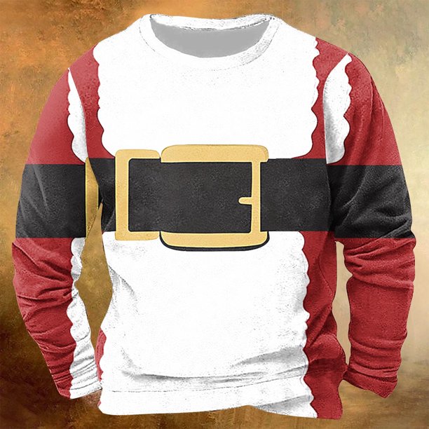 Sudadera sin capucha para hombre, informal, a la moda, con cuello redondo, estampado navideño, jersey de manga larga, blusa de poliéster para hombre