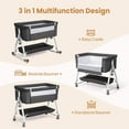 thumbnail image 2 of JOYMOR 3 in 1 Baby Bassinet, Bedside Bassinet for Baby, with Comfy Mattress and Wheels, 6 Height Adjustable Easy Folding Portable Bedside Crib for Newborn (Black), 2 of 7
