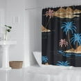 thumbnail image 3 of Coastal Paradise Tropical Sunset Palm Tree Shower Curtain, Waterproof Polyester, Machine Washable, Hooks Included, Hawaiian Island Classic Boho Bathroom Accessory, 3 of 5