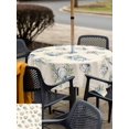 thumbnail image 5 of Outdoor Tablecloth with Umbrella Hole for Patio/Picnic/Party/Camping, Navy Beach Scallops Waterproof Table Cloth Square Cover Washable, Vintage Summer Coastal Leaves Pink (54"x 54"), 5 of 9