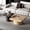 Natural+black, variant on 34.6" Black Square Coffee Table, Thick Parquet Top with Cylindrical Base