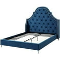 thumbnail image 5 of Posh Living Aaron Velvet Button  Tufted with Nailhead Trim Platform Bed Queen Size - Navy, 5 of 9