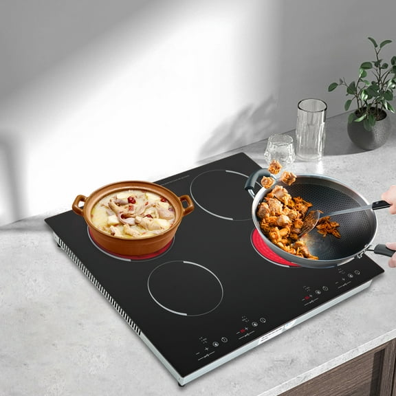 ChicHomey ​​4-Burner Electric Ceramic Cooktop,3000W Touch Control,Countertop&Built-in 2 Installation Methods, for Home & Commercial Kitchens