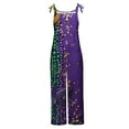 thumbnail image 5 of Moxiu Mardi Gras Overalls for Women Sparkly Sequin Glitter Sleeveless Wide Leg Pants Jumpsuits Carnival Party Bib Overalls 2025 Purple,XL, 5 of 5