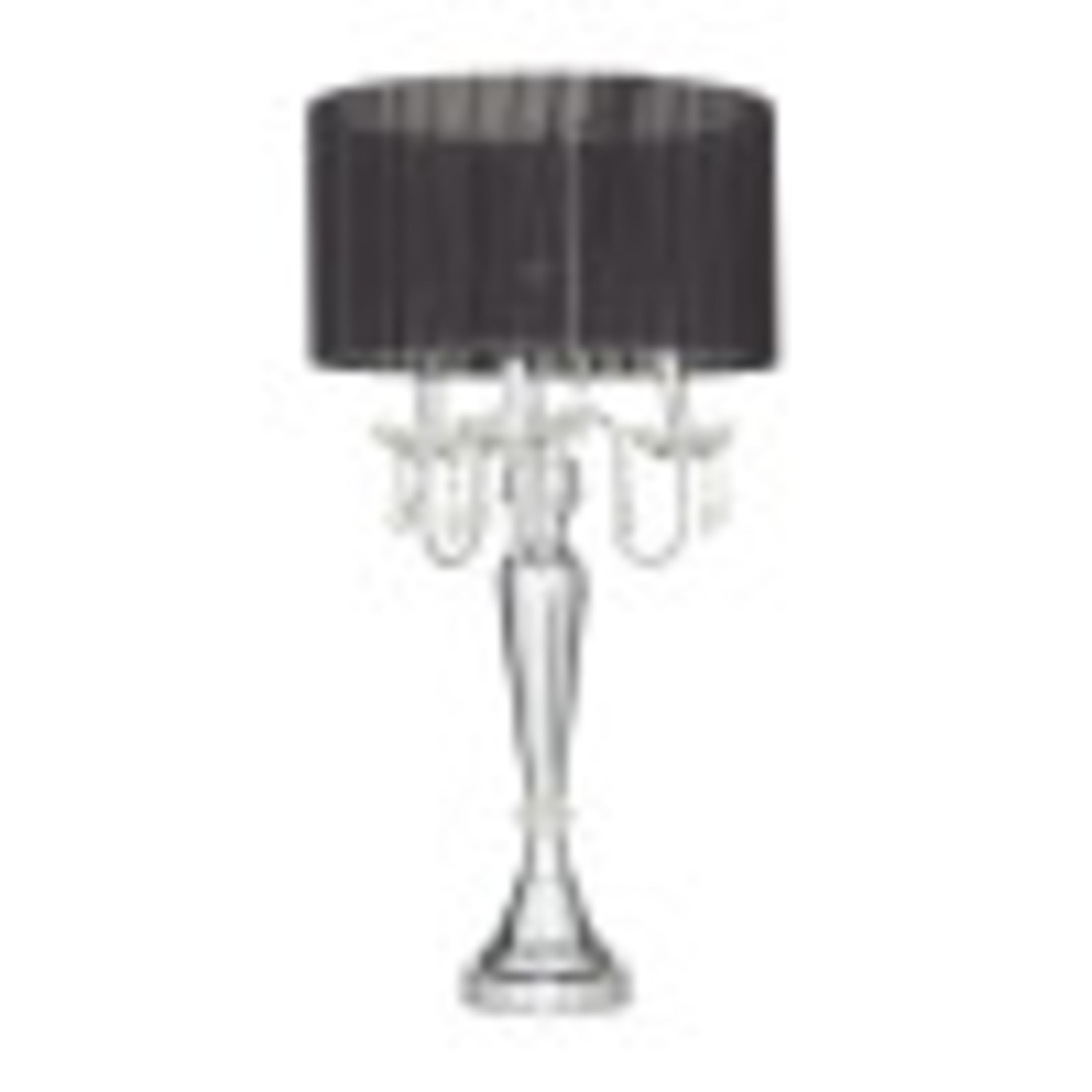 DecMode 31" 3 Light Silver Table Lamp with Black Linen Shade