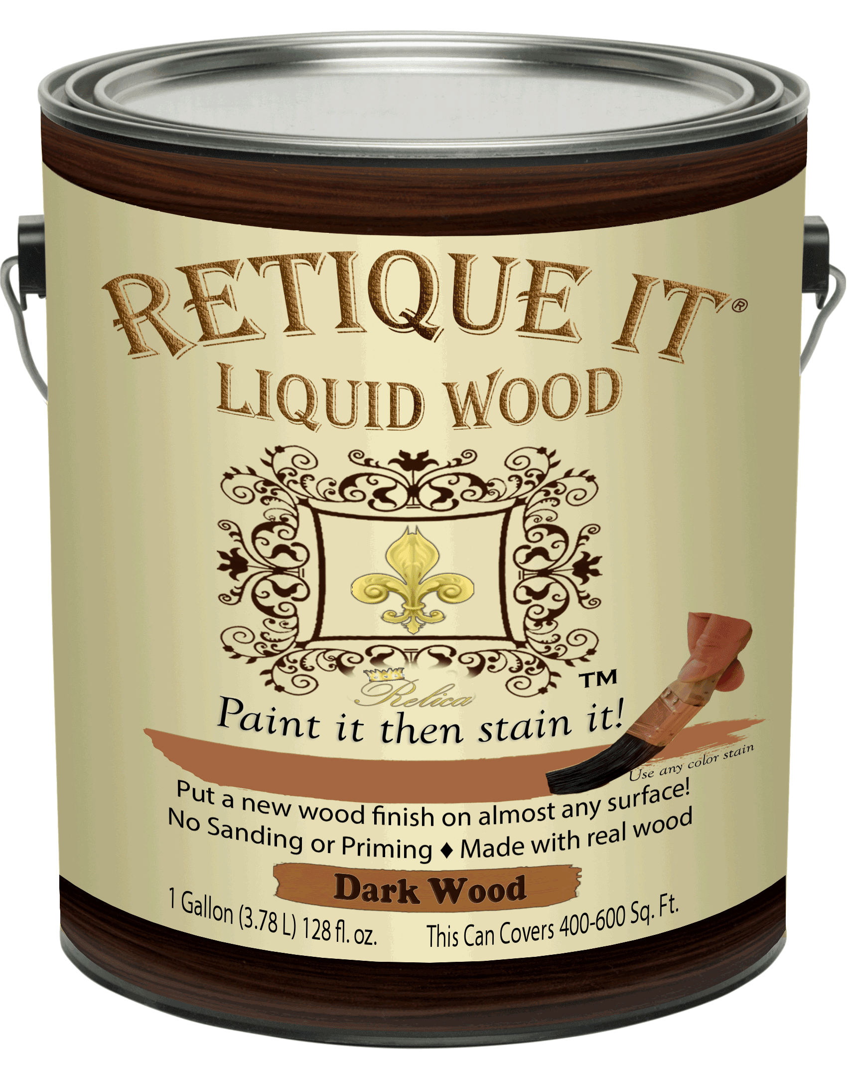 Retique It Liquid Wood Dark Wood Gallon 128oz Paint It Then Stain