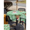 thumbnail image 4 of Outdoor Tablecloth with Umbrella Hole and Zipper, Christmas Santa Claus Square Table Cloth 60x60 Inch Waterproof Tablecloth, Cartoon Xmas Elk Snowflakes Green Picnic Table Cover for Patio Camping, 4 of 7
