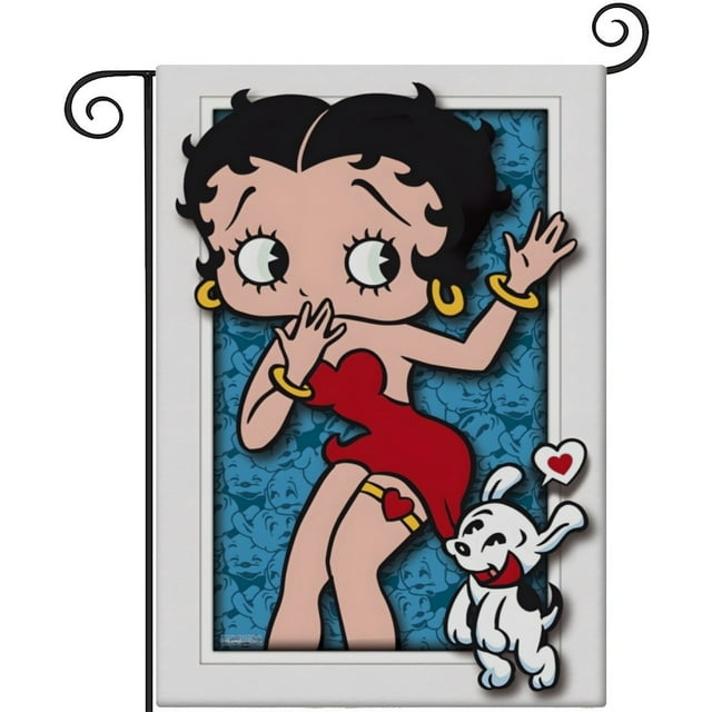 Betty Boop (2) -bandera de jardín temática. Regalo perfecto para fans, amigos y familiares, ideal para actividades al aire libre y decoración de fiestas.28CM*45CM