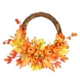 thumbnail image 2 of Fall Pumpkin Wreaths for Front Door Outside - Farmhouse Fall Decorations for Home, Thanksgiving Autumn Harvest Wreath with Bow for Indoor Window Table Decor (No Lights 30cm), 2 of 10