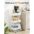 thumbnail image 2 of 3 Tier Rolling Cart with Table Top, White Utility Cart with Wheels & 4 Hooks for Home Storage and Organization, 2 of 4