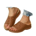 thumbnail image 4 of Mostsola Womens Wedge Heel Sandals Slip on Boho Open Toe Hollow Out Slippers with Arch Support, 4 of 9