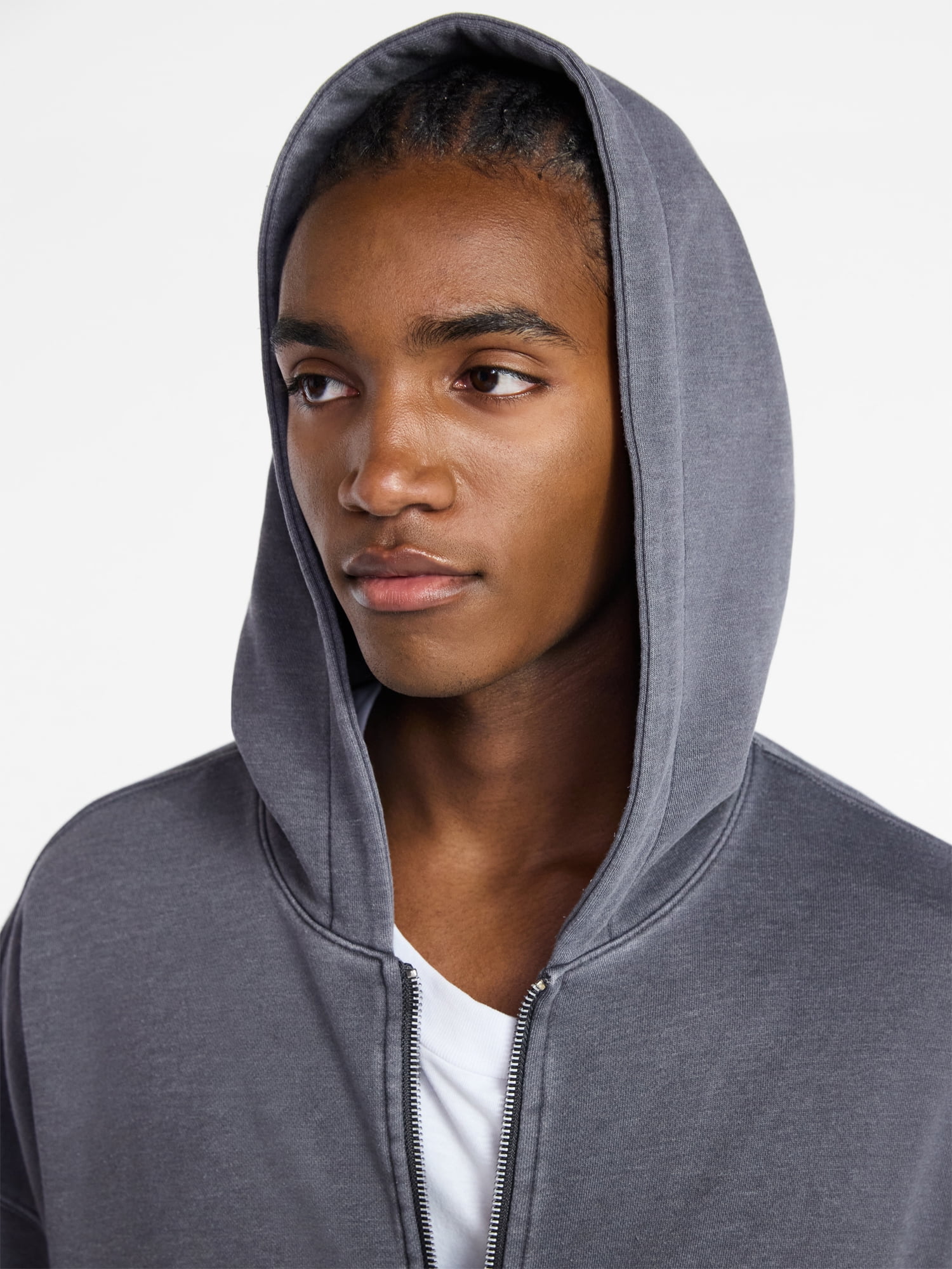 No Boundaries Zip Hoodie with Long Sleeves, Men's XS-4XLT