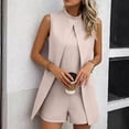 thumbnail image 6 of Rompers for Women Sleeveless High Neck Mini Romper Dresses Split Front Tunic Overlay Short Jumpsuits Elegant formal office Outfits Pink, 6 of 7