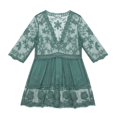 thumbnail image 5 of Hesxuno Women Swimsuit Cover Ups 3/4 Sleeve Swim Dress Lace Bathing Suit Cover Up Beach Boho Vacation Restro Beachwear Green Free Size, 5 of 7