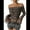 Khaki, variant on Women Leopard Print Off Shoulder Mesh Top Sheer See Through Slim Long Sleeve Flared Cuffs Y2K Crop Blouse Top