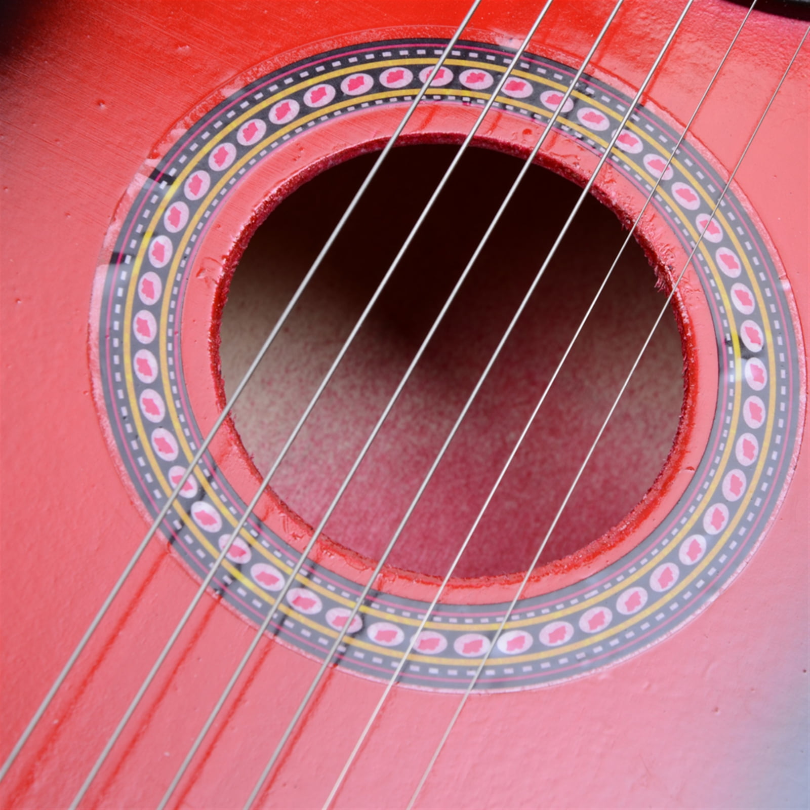 23" Acoustic Guitar Pick Strings Beginner Guitar Starter Kit with Strings & Pick for Kids Adult, Red