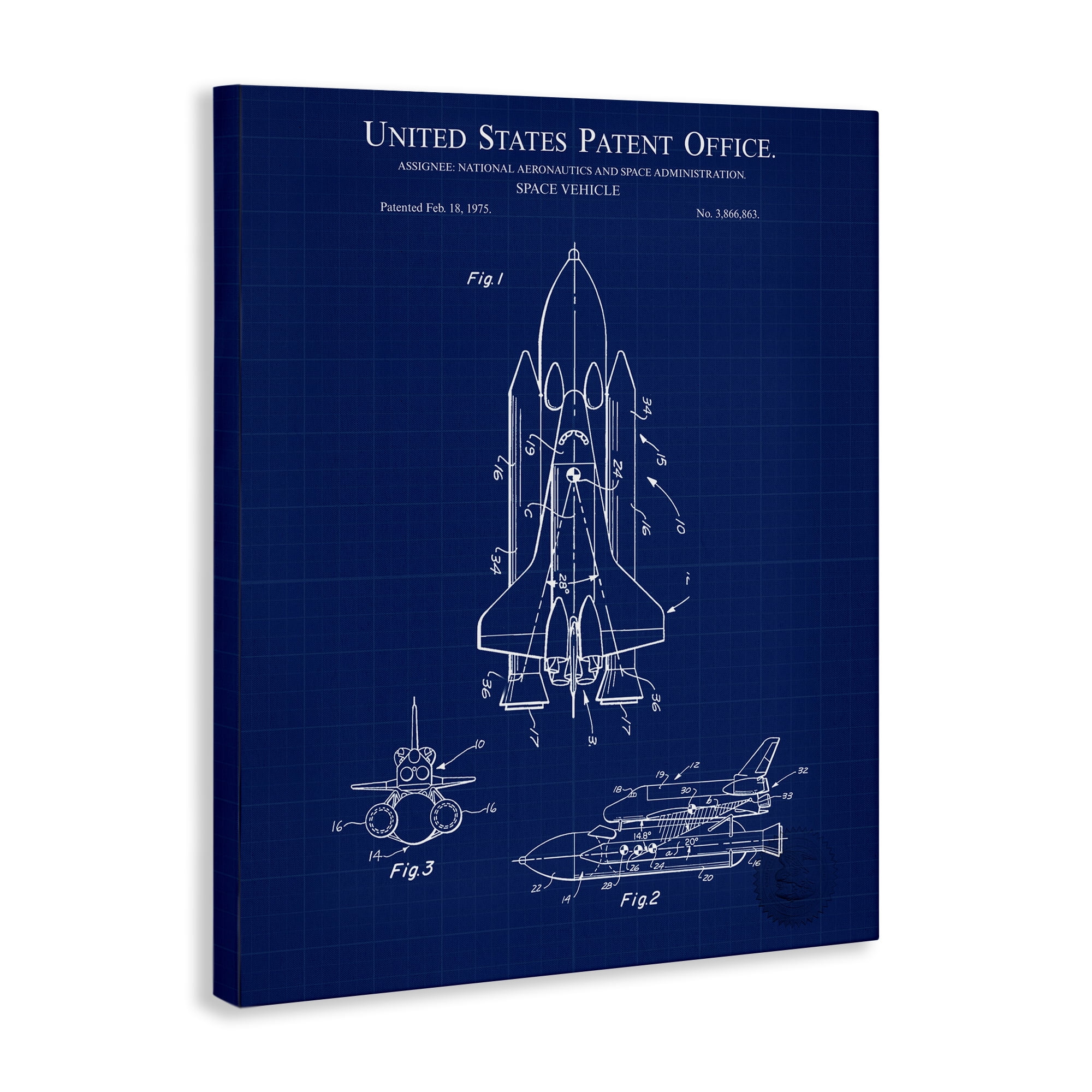 Stupell Industries Space Vehicle Blueprint Transportation Painting Gallery Wrapped Canvas Art Print Wall Art, 16 x 20