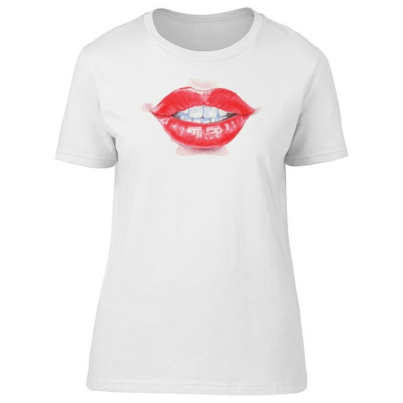 Red Lips And Teeth Watercolor T-Shirt Men -Image by Shutterstock, Male 4X-Large