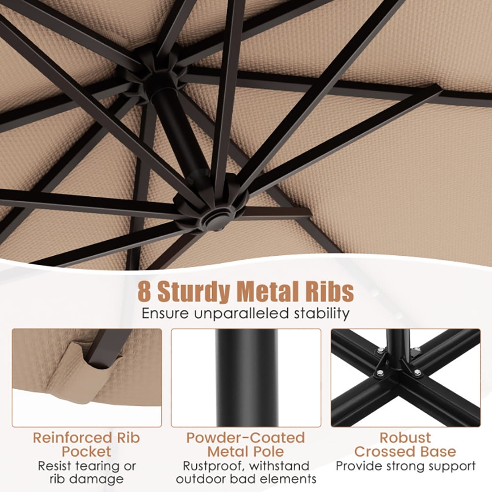 Aimee Lii 10 Feet Solar Offset Hanging Umbrella with 40 Lamp Beads and Solar Panel, Outdoor Umbrellas for Patio, Tan Aimee Lii 10 Feet Solar Offset Hanging Umbrella with 40 Lamp Beads and Solar Panel, Outdoor Umbrellas for Patio, Tan