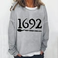 thumbnail image 2 of Lolmot Oversized Sweatshirt for Women 1692 They Missed One Sweatshirt Halloween Funny Vintage Letter Print Pullover Sweatshirt Casual Long Sleeve Crew Neck Pullover Tops, 2 of 4