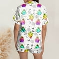 thumbnail image 5 of Halloween Pajamas Women 2 Piece Pjs Set Pumpkin Graphic Button Down Short Sleeve Shirts Shorts Silk Halloween Pjs Women Pink S, 5 of 6