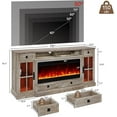 thumbnail image 3 of VanAcc Farmhouse Fireplace TV Stand for TVs up to 80", 70" Large TV Stand with Lighting Glass Door Cabinets/Drawers, Entertainment Center, Wash Gray, 3 of 8
