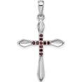 thumbnail image 1 of Sterling Silver Rhodium-Plated Garnet Cross Pendant (Width 21.98) - Jbsp, 1 of 5