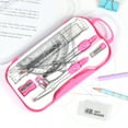 thumbnail image 4 of Geometry Set 10 Pieces Student Supplies with Shatterproof Storage Box,Includes Rulers,Protractor,Compass,Eraser,Pencil Sharpener,Lead Refills,Pencil（Pink）, 4 of 7