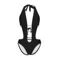 thumbnail image 4 of One Piece Swimsuits for Women Halter Plunge Neck Monokini Pearl Beaded Cut Out Tummy Control Bathing Suits Flattering Beachwear, 4 of 9