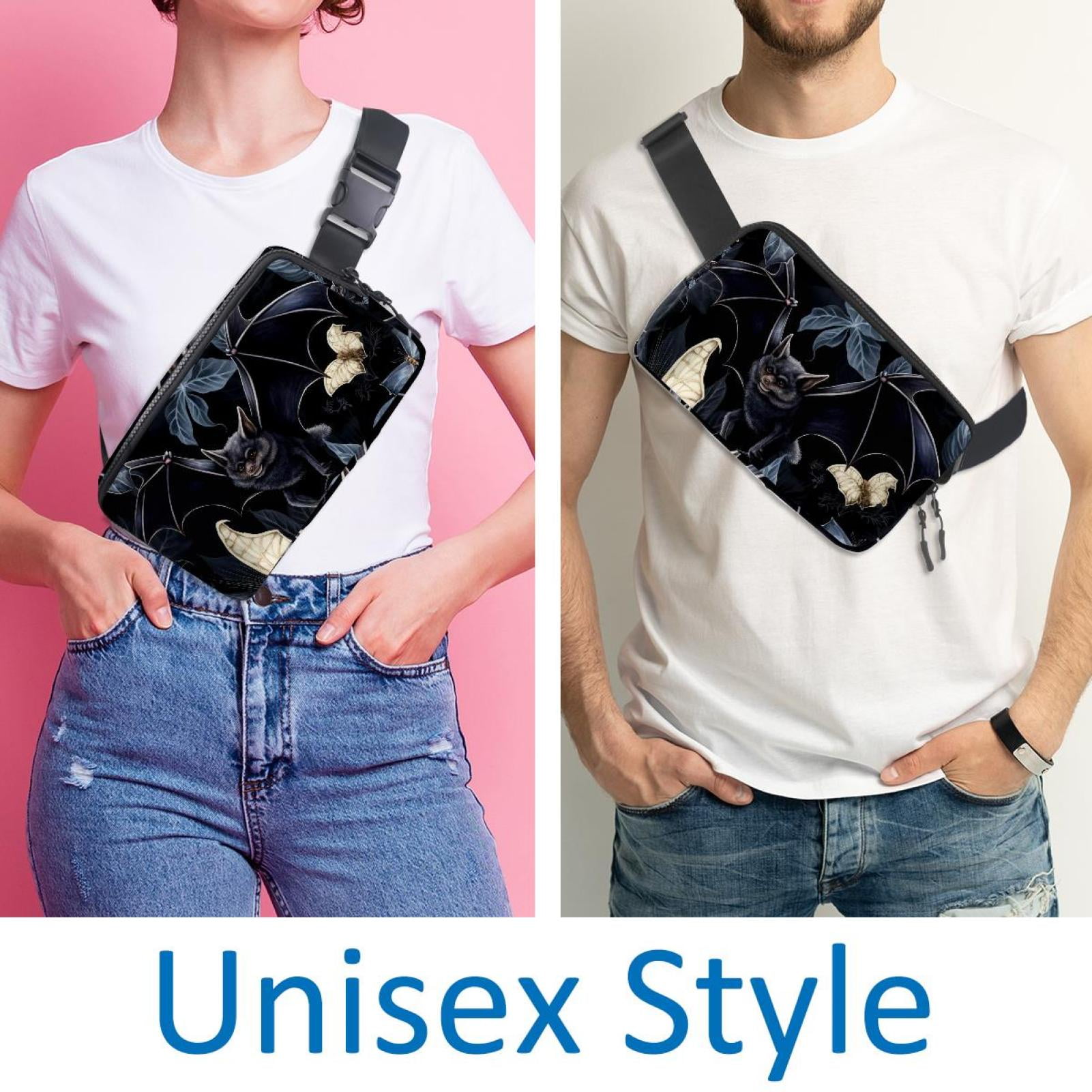 Bats Lightweight Adjustable Crossbody Bag with Extension Strap - Unisex Sling Bag