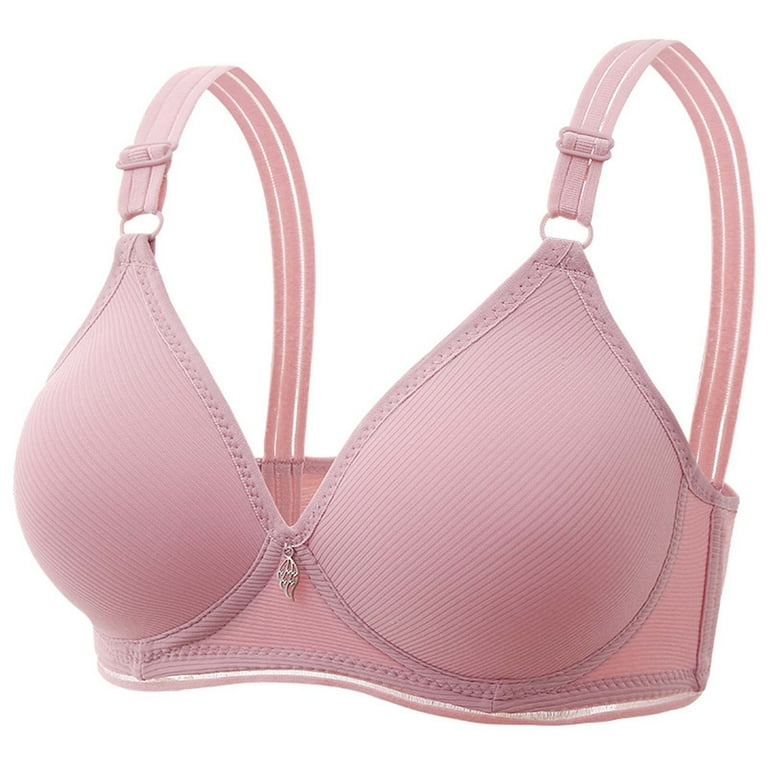 Leodye Women Bra Clearance Woman's Plus Size Wire Free Push Up Hollow Out  Bra Underwear Pink 38/85B 