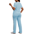 thumbnail image 6 of Women's 2 Piece Outfits Short Sleeve Tops Sweatpants Colorblock Bodycon Lounge Sets Tracksuit Light Blue L, 6 of 6