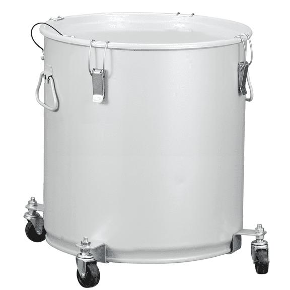 16 Gal Fryer Grease Bucket, Coated Carbon Steel Oil Filter Pot With Caster Base, Oil Disposal Caddy, Transport Container With Lid Lock Clip Nylon Filter Bag, Silver