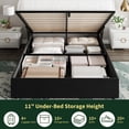 thumbnail image 4 of EDTara Hydraulic Storage Bed Frame, Velvet Platform With Gold-Trimmed Wingback Diamond Tufted Headboard, No Box Spring Needed, 4 of 9