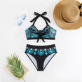 thumbnail image 5 of JoveMarine Bikini Sets for Women – Split Printed Swimsuit with Breast Pads, No Underwire, Fashion Sexy Two-Piece, Perfect for Summer Beach Vacation,Cyan L, 5 of 5