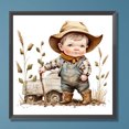 thumbnail image 3 of Pintura de diamante 5D DIY Taladro redondo completo Cowboy Kid Kit Decoración para el hogar Arte Artesanía, 3 of 9