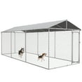 thumbnail image 1 of PawHut 19.7' x 7.5' x 7.5' Outdoor Dog Kennel w/ Waterproof Cover, 1 of 10